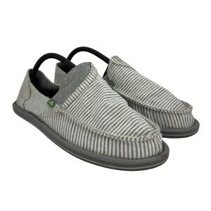 Sanuk Shoes Womens Size 11 Gray Striped Slip On Comfort Flats Casual Yoga Mat